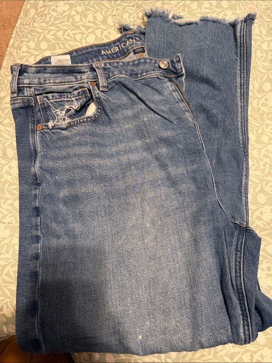 American Eagle Outfitters Denim - American Eagle Outfitters Medium Blue High-Rise Women's Jeans with Raw Hem